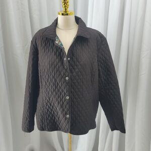 Briggs New York Brown Quilted Snap Front Barn Jacket Paisley Lined Plus Size 22W